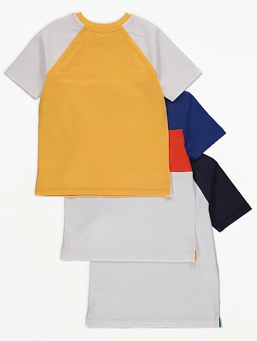 George Boys Jersey Colour Block Raglan T-Shirts 3 Pack
