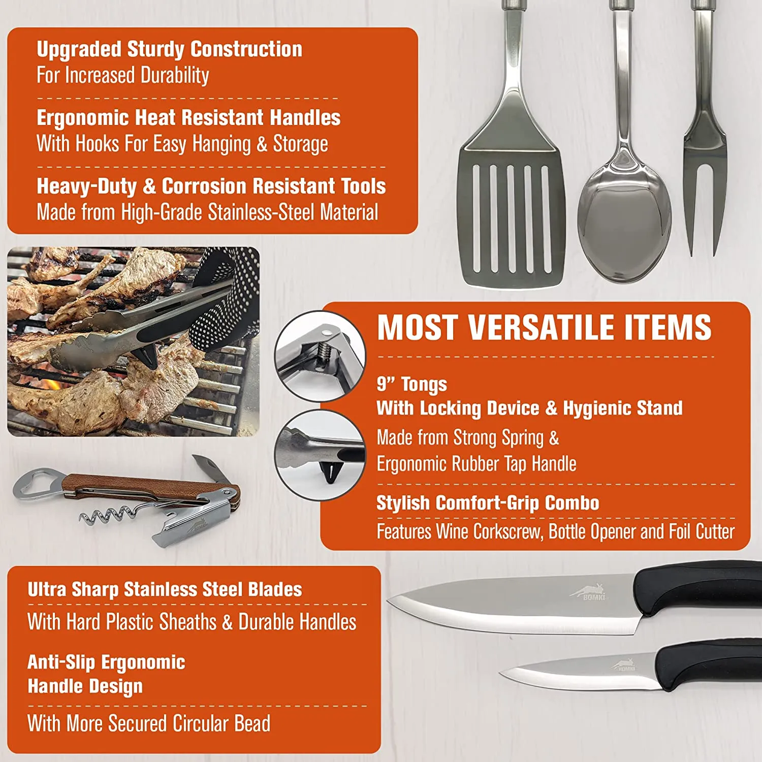 Grilling and Camping Cooking Utensils Set for The Outdoors BBQ