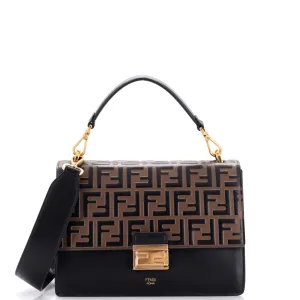 Kan U Shoulder Bag Zucca Embossed Leather Medium