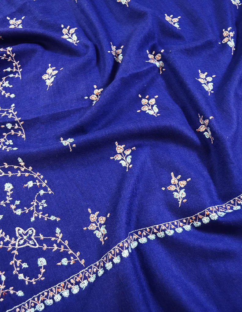 lapis blue embroidery pashmina stole 8389