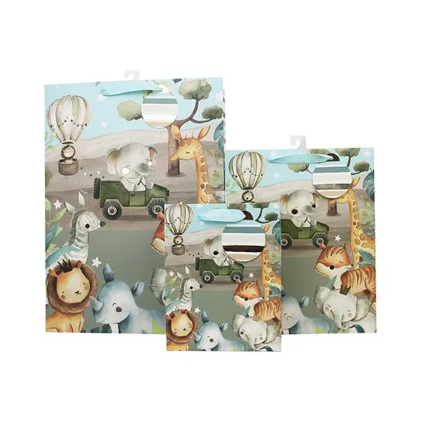 Large Zoo Hot Stamp Gift Bag - 26cm x 32cm x 12cm