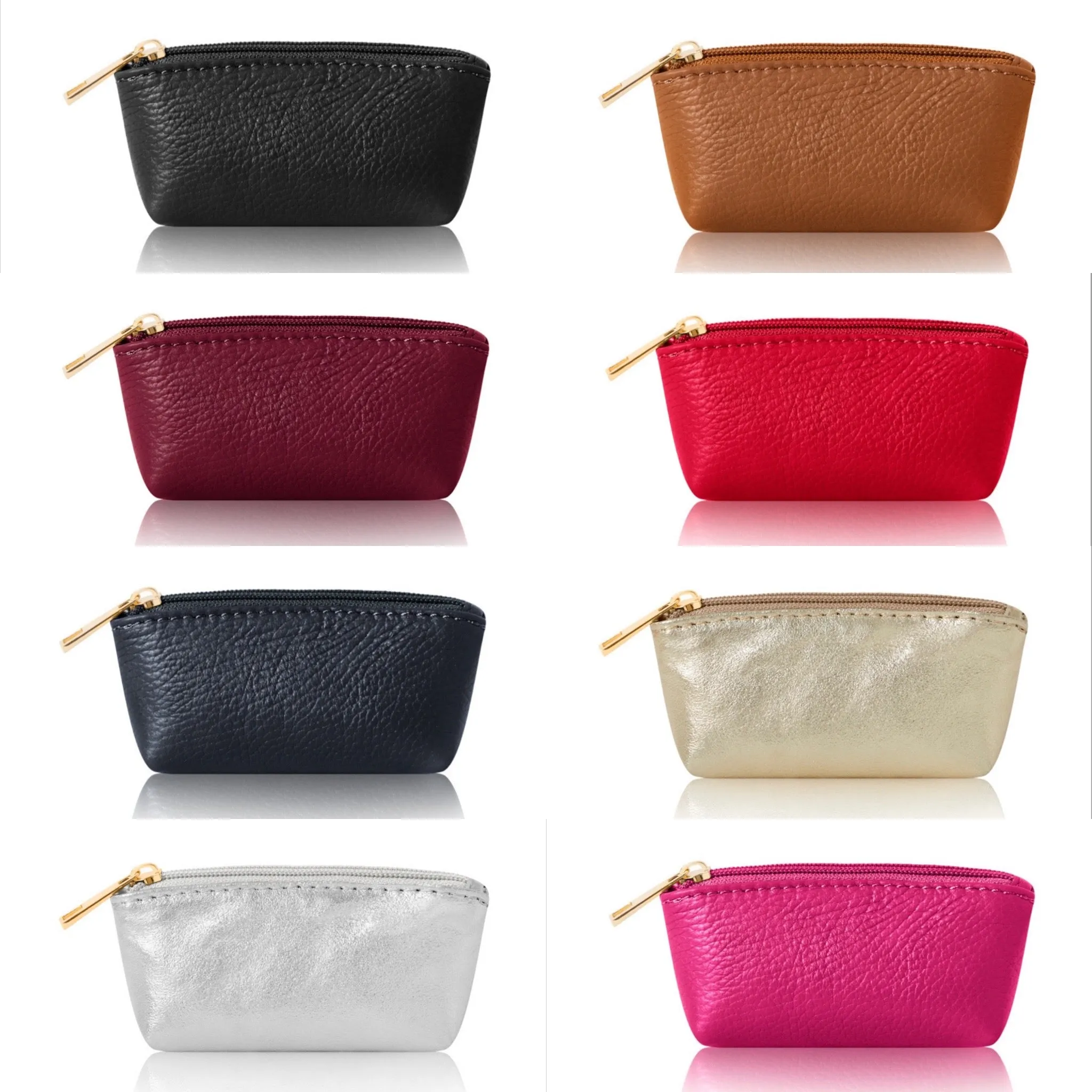 Leather Curved Mini Pouch | Red