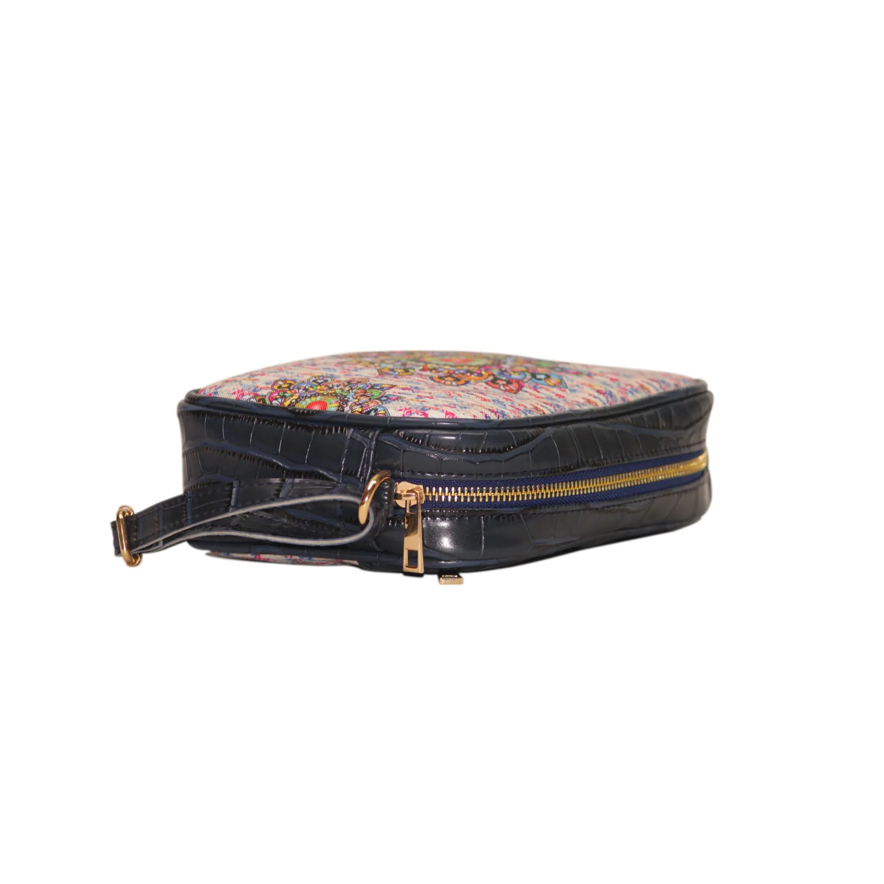 Multicolour Mandala Rectangular Sling Bag Navy Blue Exterior 103-1