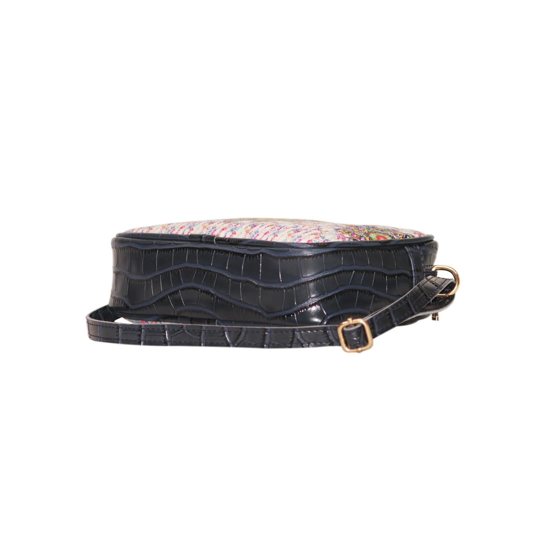 Multicolour Mandala Rectangular Sling Bag Navy Blue Exterior 103-1