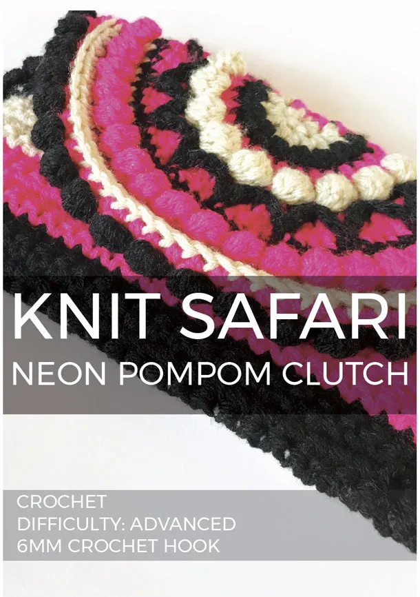 Neon Pompom Clutch - Downloadable Crochet Pattern