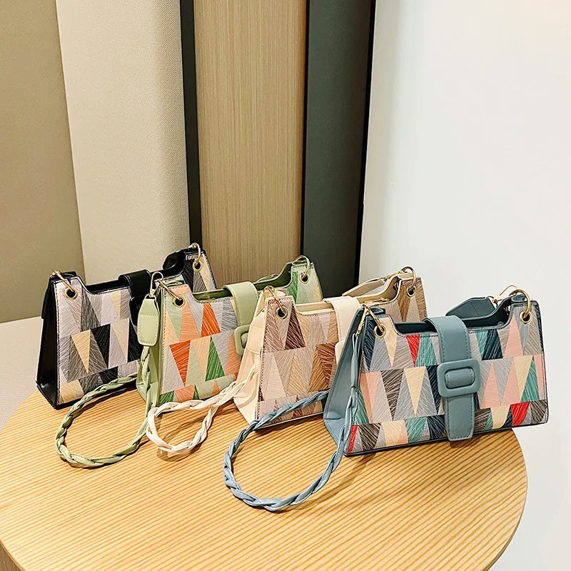 New Popular Contrast Color PU Bag Female Summer Casual