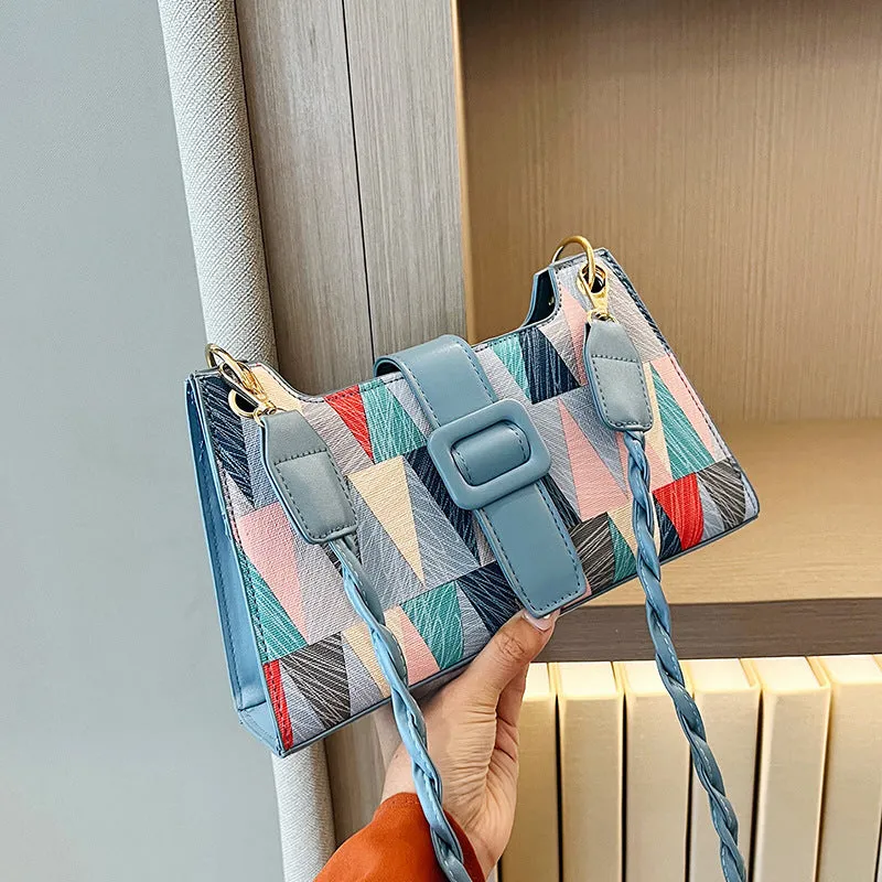 New Popular Contrast Color PU Bag Female Summer Casual