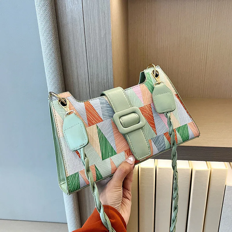 New Popular Contrast Color PU Bag Female Summer Casual