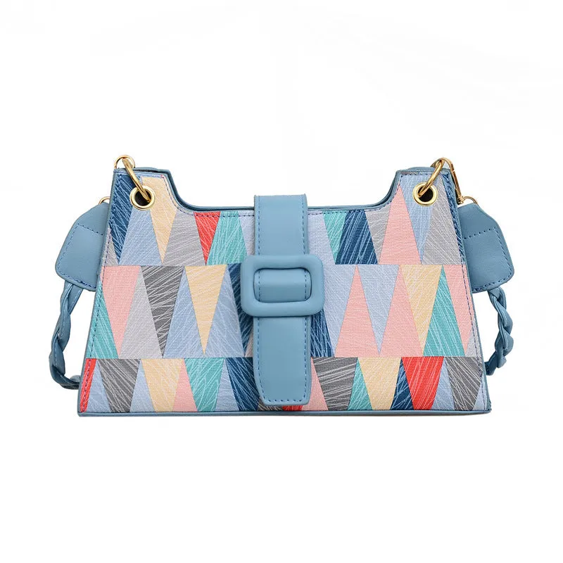 New Popular Contrast Color PU Bag Female Summer Casual