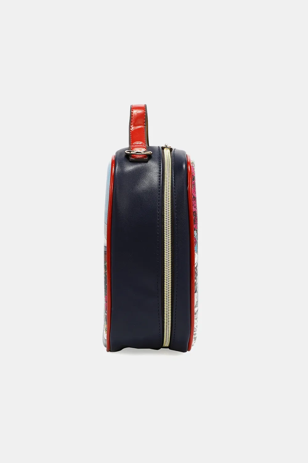 Nicole Lee Multicolor Art Deco Pebbled Glossy Vegan Leather Handbag Pouches Set