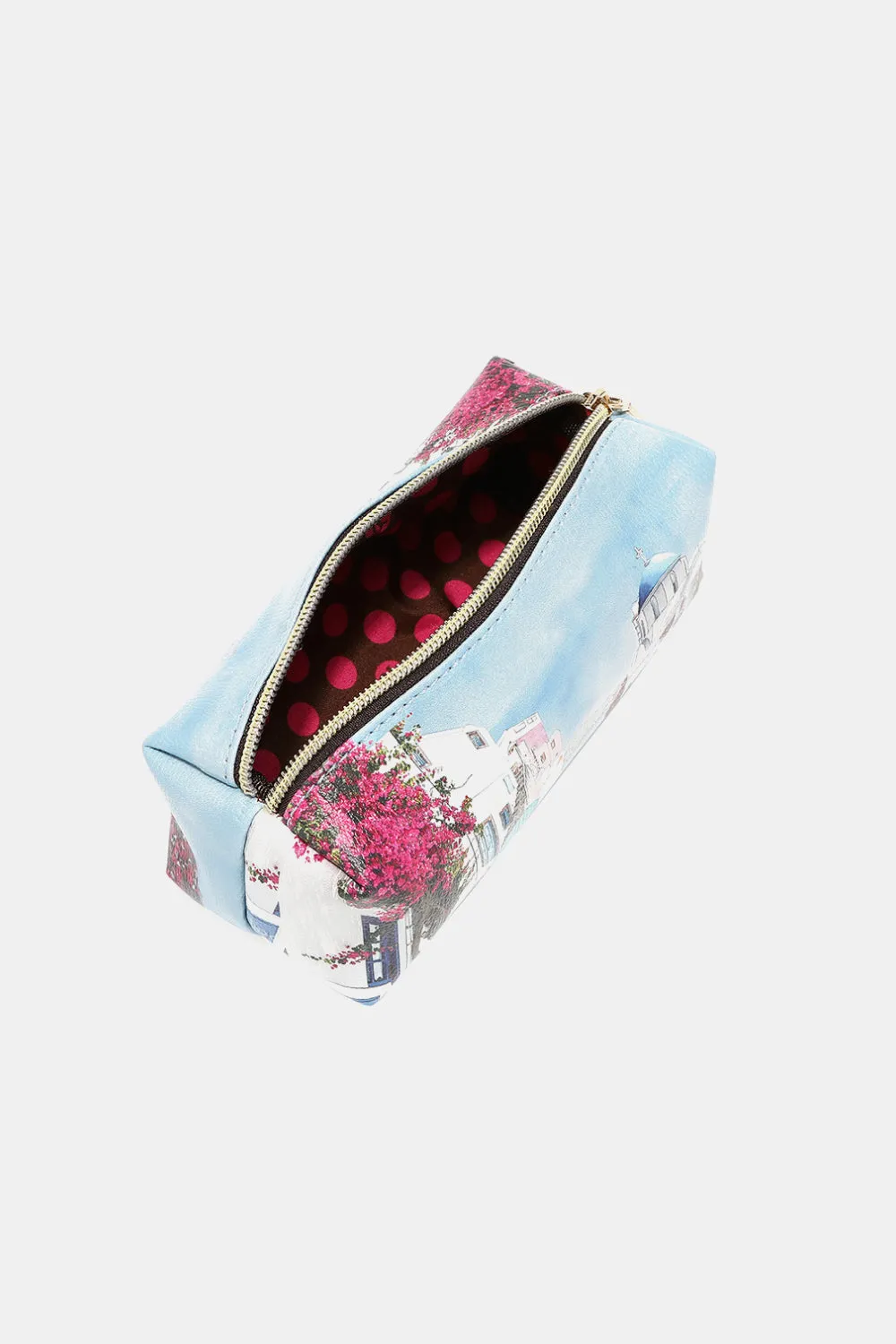 Nicole Lee Multicolor Art Deco Pebbled Glossy Vegan Leather Handbag Pouches Set