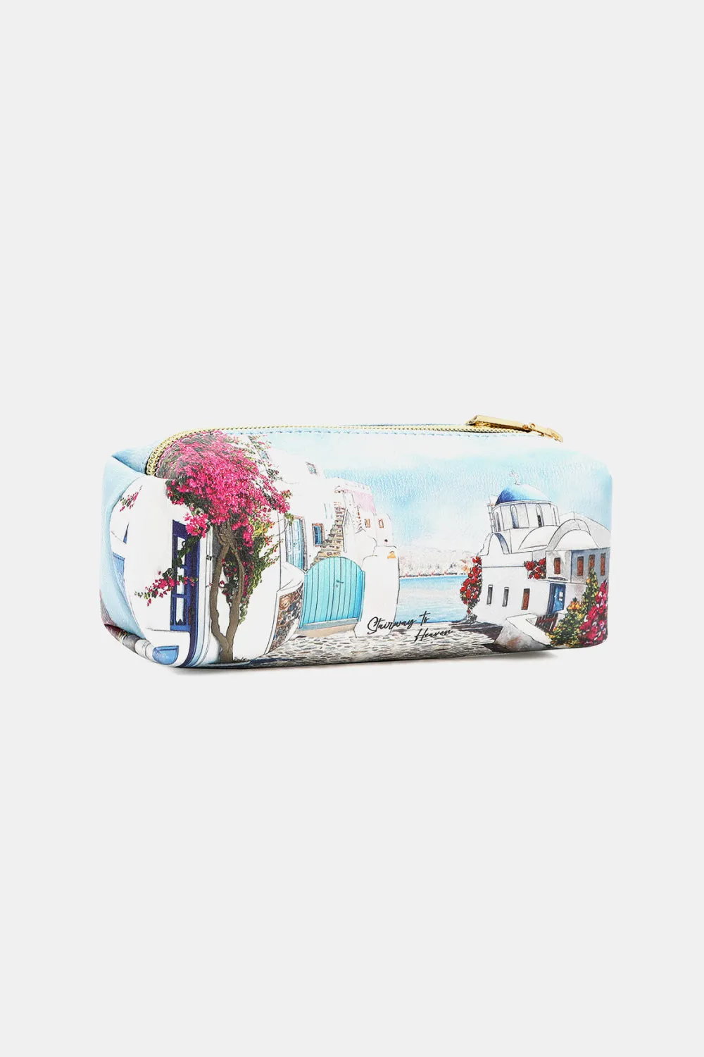 Nicole Lee Multicolor Art Deco Pebbled Glossy Vegan Leather Handbag Pouches Set