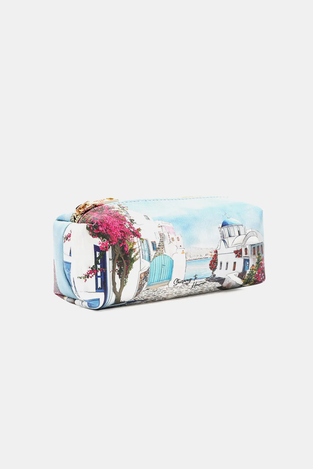 Nicole Lee Multicolor Art Deco Pebbled Glossy Vegan Leather Handbag Pouches Set