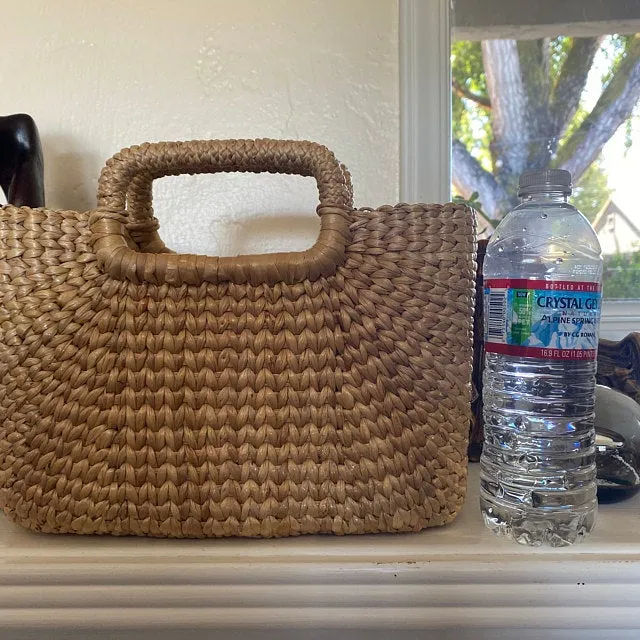 Oblong Basket Bag with Oblong Handles made from Water hyacinth