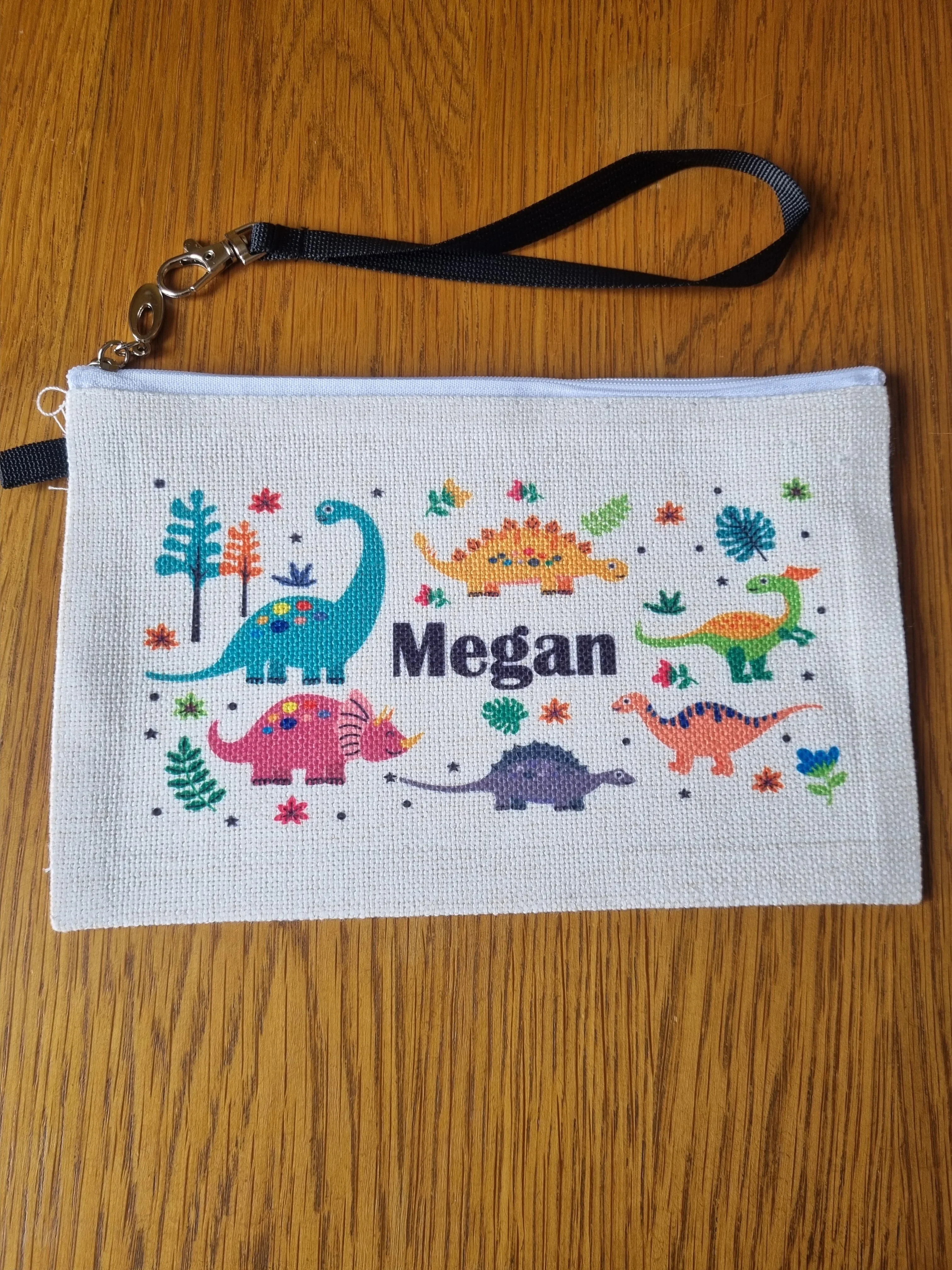 Personalised Dinosaur Pencil Case - Linen Bag, Make up bag, Purse