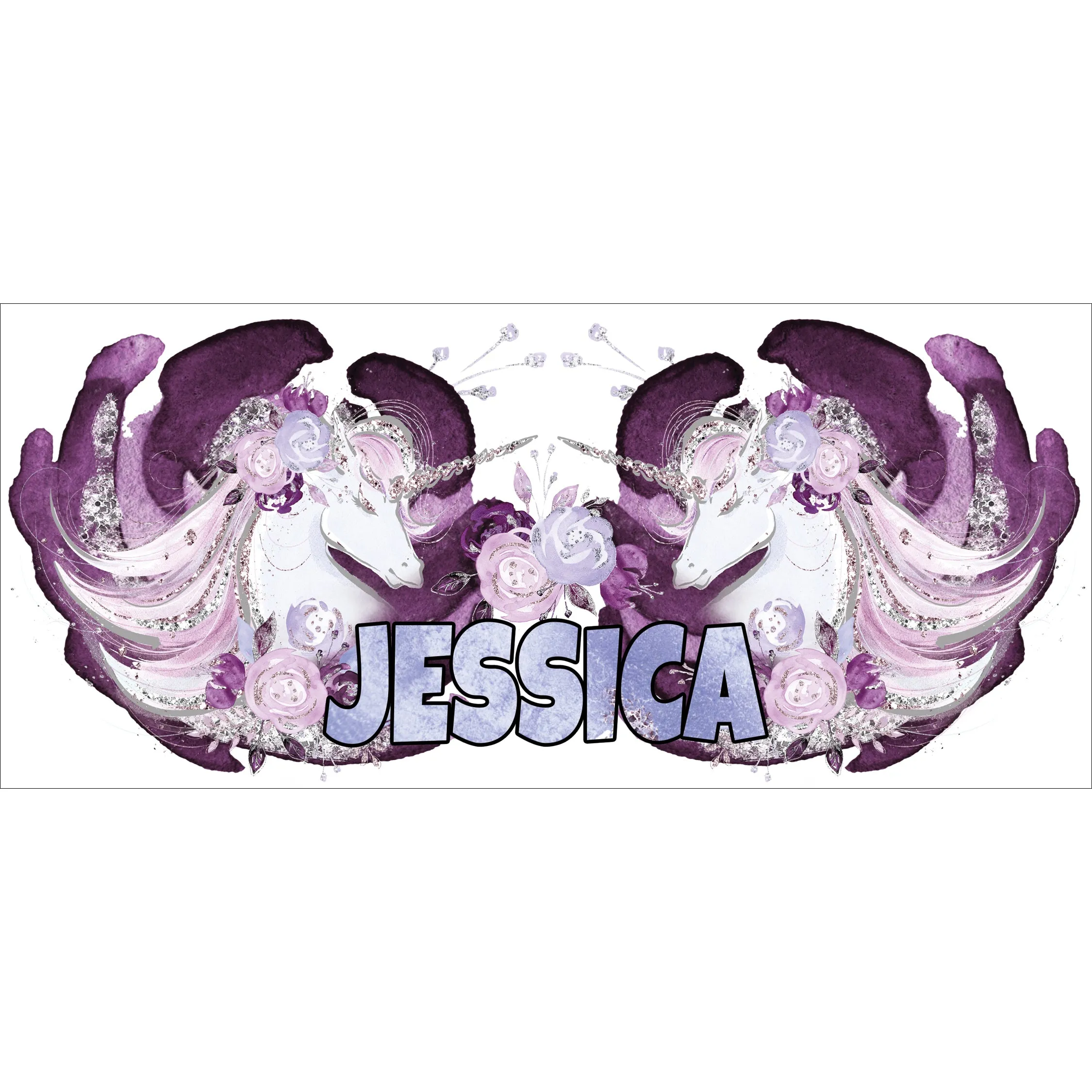 Personalized 20oz Stainless Steel Water Bottle with Straw - Floral Unicorn