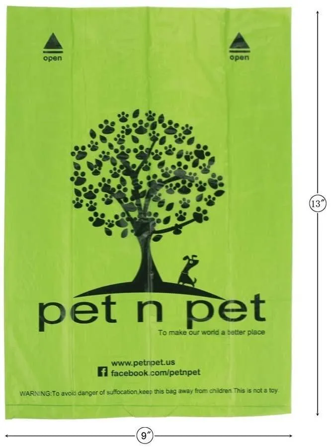 PET N PET Dog Poop Bags Earth-Friendly 180 Counts 10 Rolls Doggie Waste Bags Green Carrier Bags