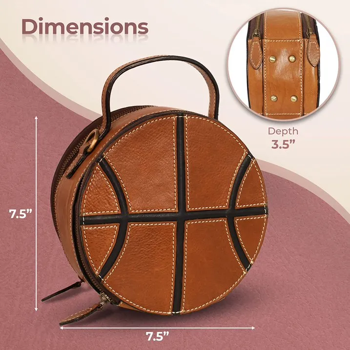 RAWHYD - Leather Basketball Purse for Women - 8” x 3.5” crossbody bag