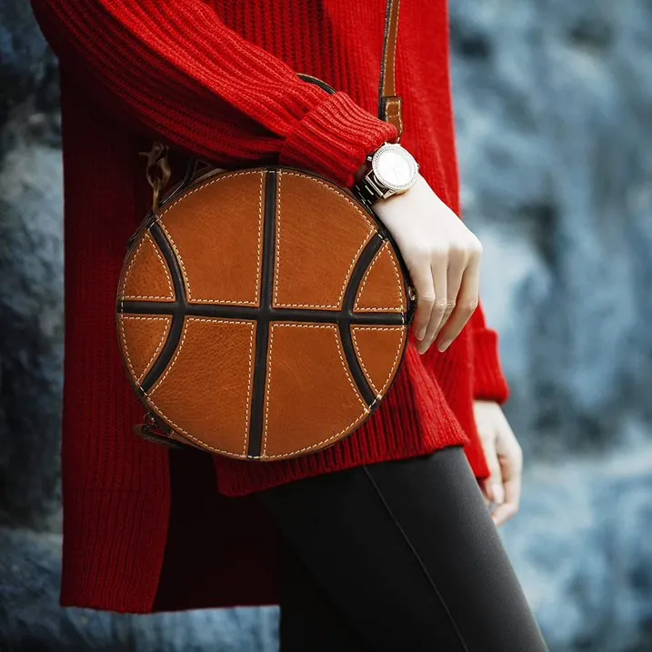 RAWHYD - Leather Basketball Purse for Women - 8” x 3.5” crossbody bag