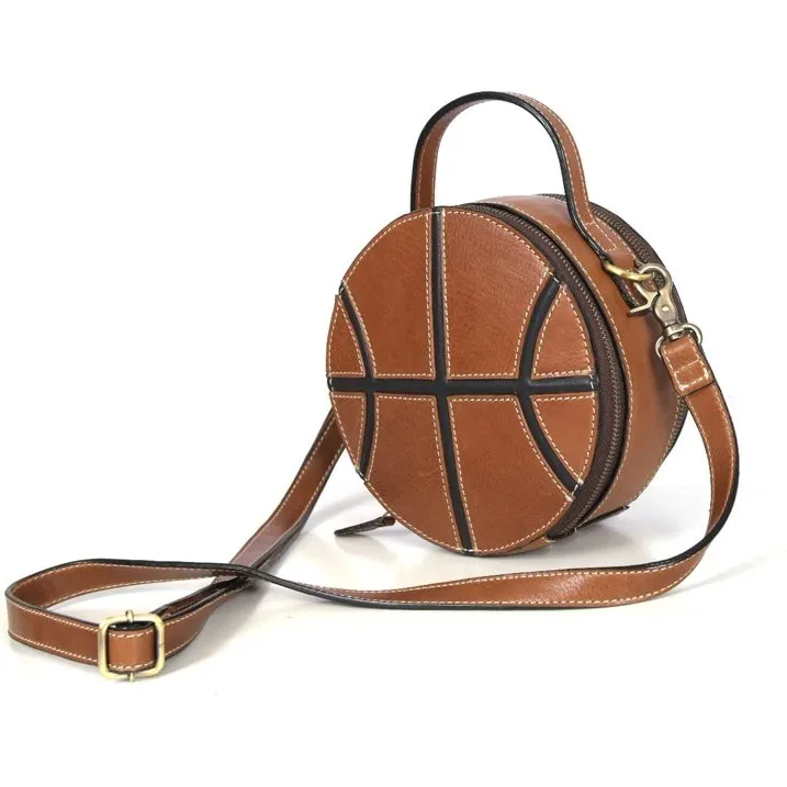 RAWHYD - Leather Basketball Purse for Women - 8” x 3.5” crossbody bag