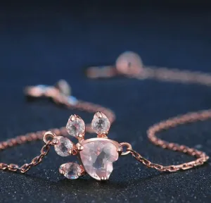 Rose Quartz Pawprint Bracelet