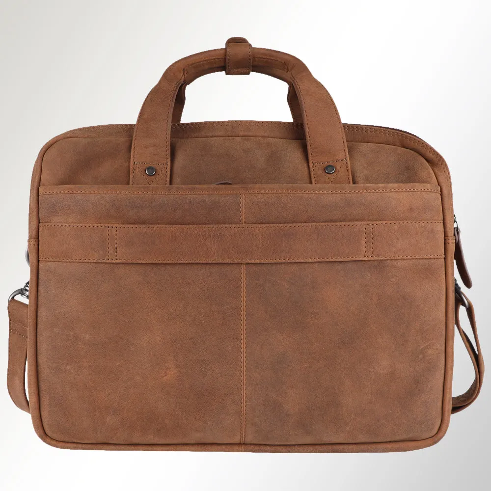 Spaghetti Western Swc422Brn Briefcase Vintage Handmade Drum Dyed Genuine European Cowhide Leather Women Bag Western Handbag Purse
