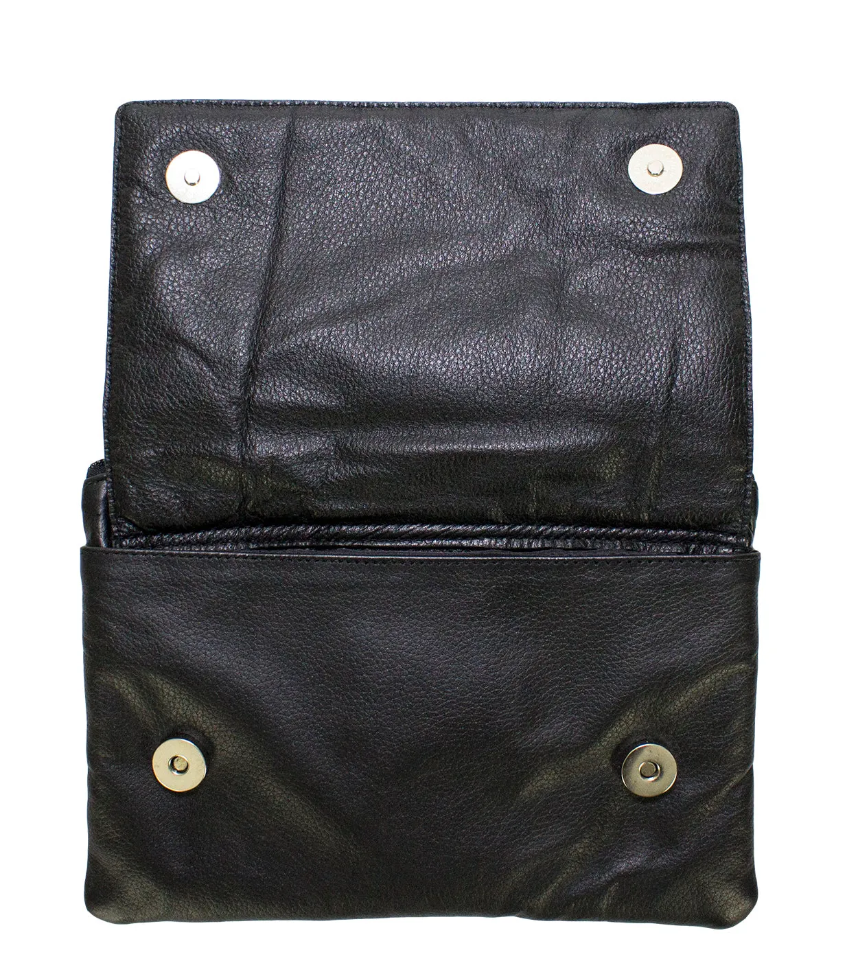 Studded Naked Cowhide Leather Gun Holster Belt Bag with Purple & Silver Heart