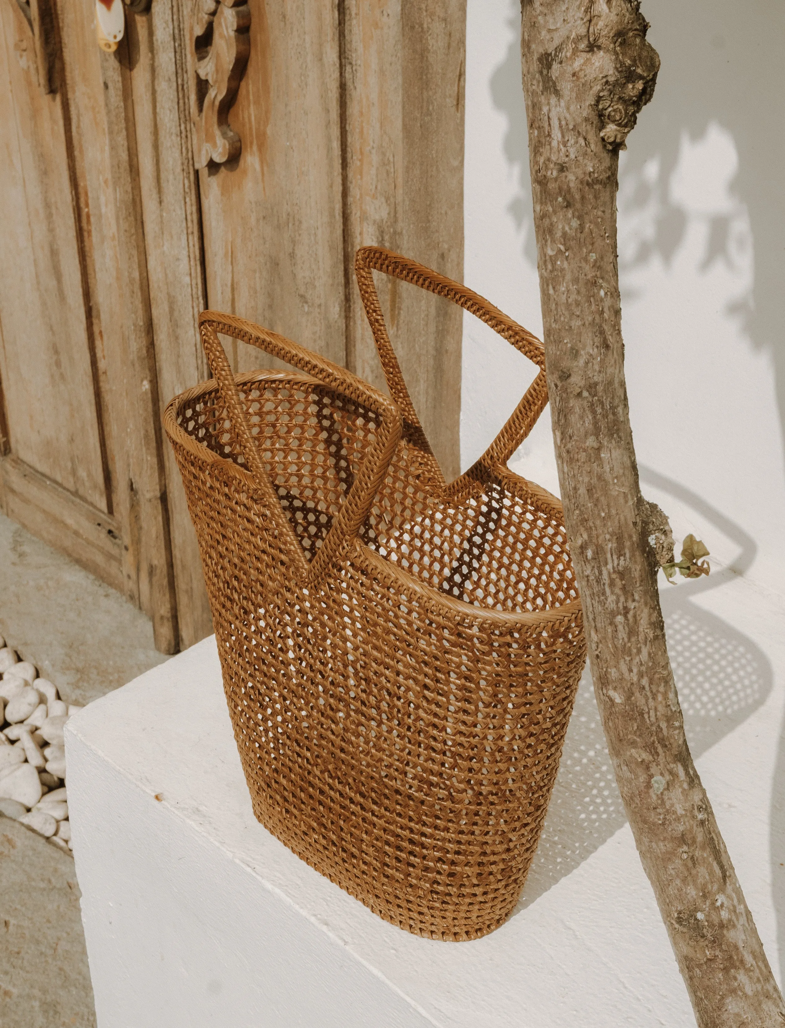Triangle Rattan Handbag