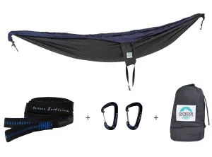 Two Person Portable Hammock | Black & Navy Blue