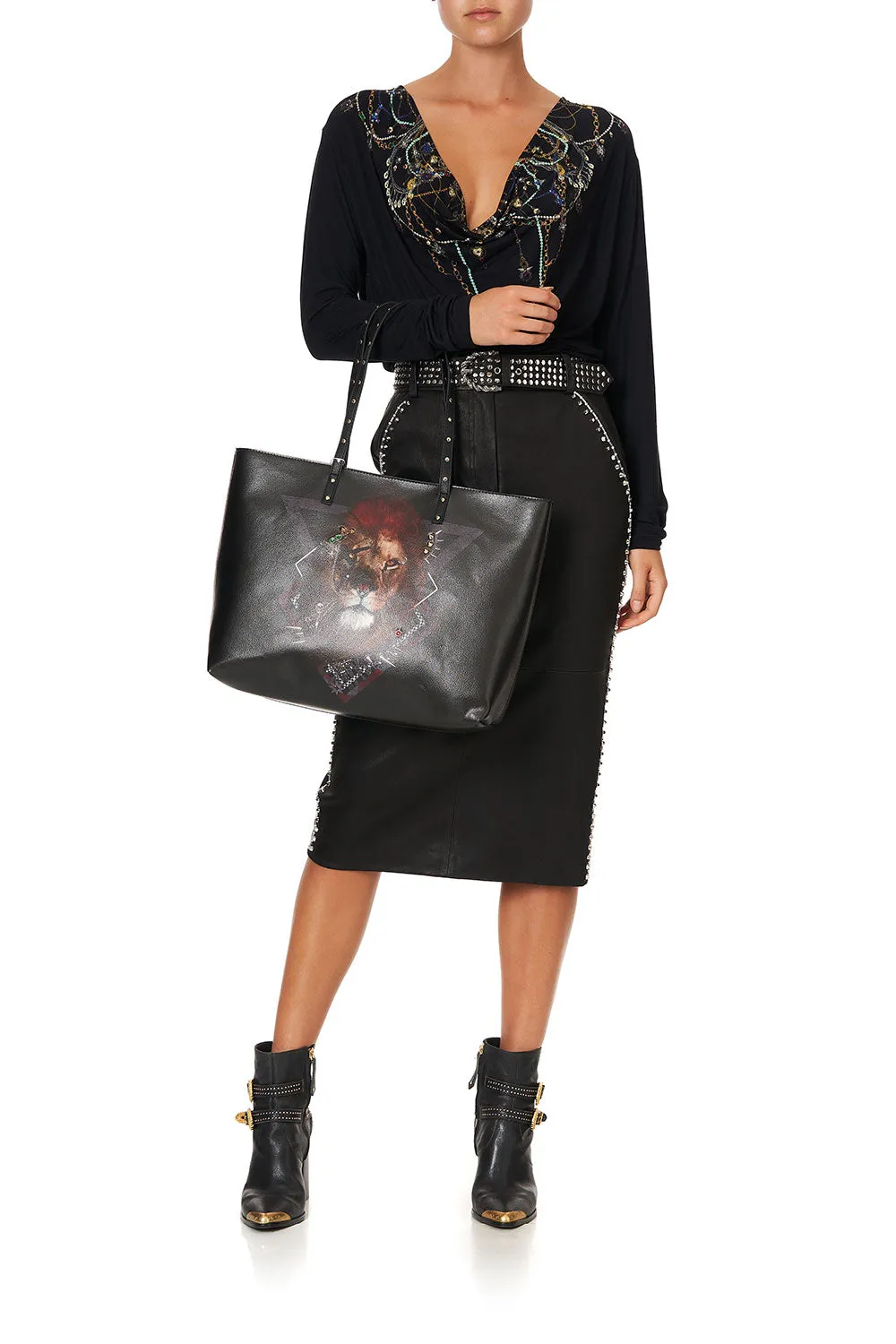 VEGAN LEATHER EAST WEST TOTE SID THE KID