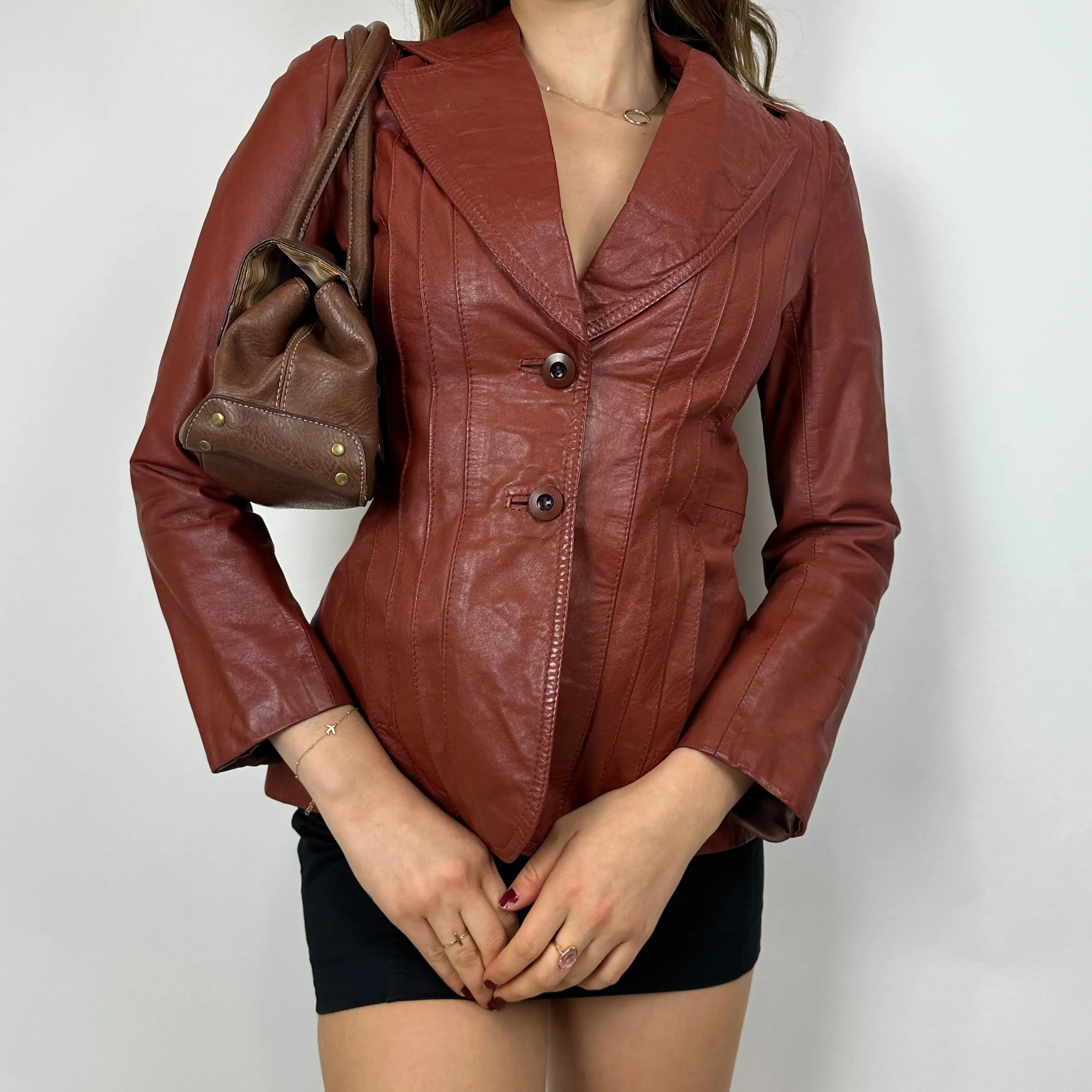 Vintage Latte Faux Leather Bag