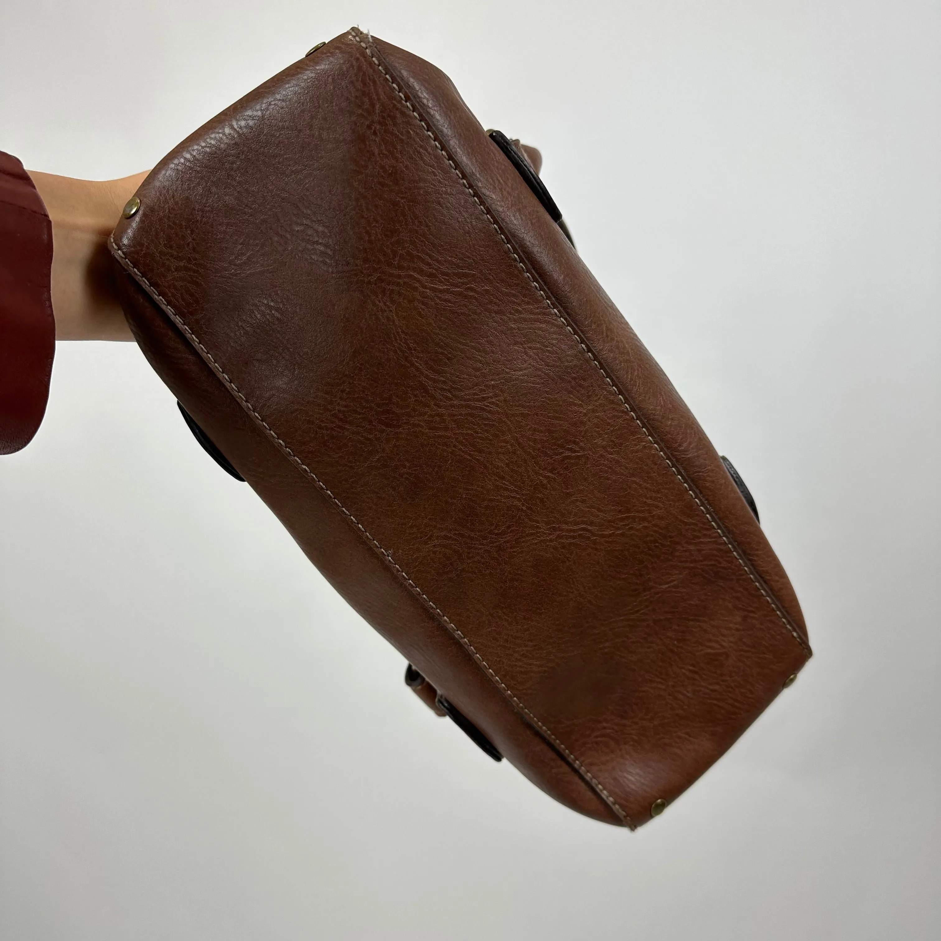 Vintage Latte Faux Leather Bag