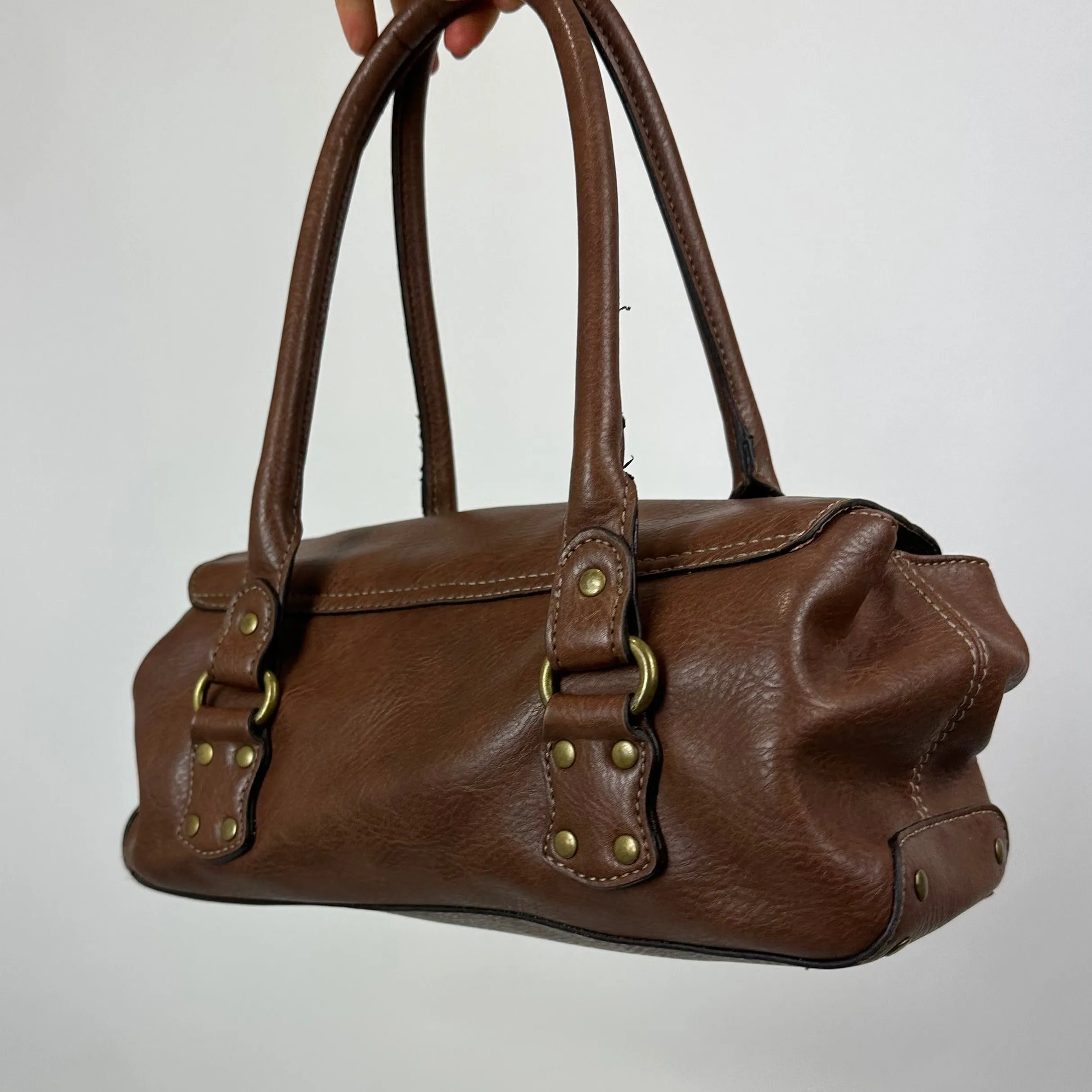 Vintage Latte Faux Leather Bag