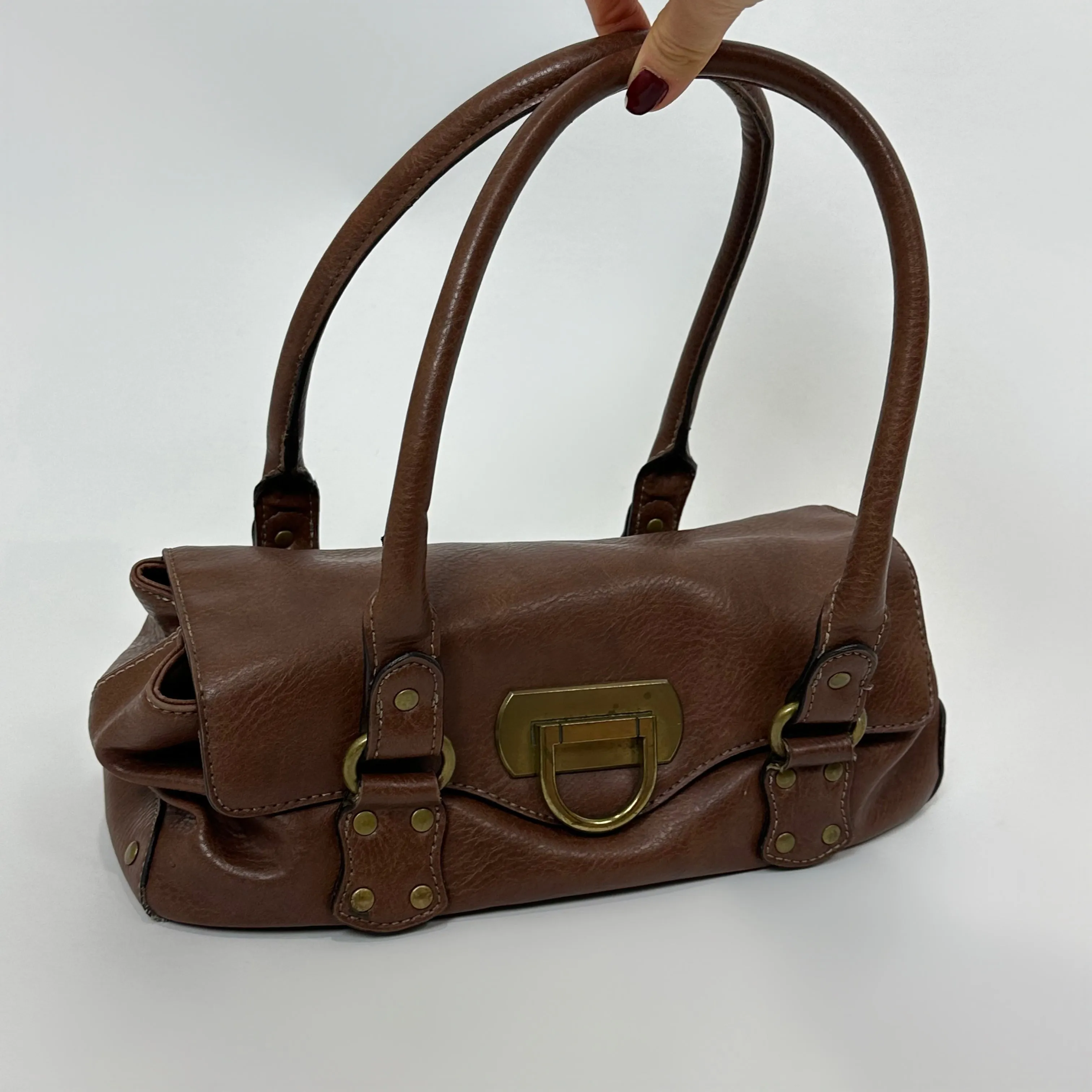 Vintage Latte Faux Leather Bag