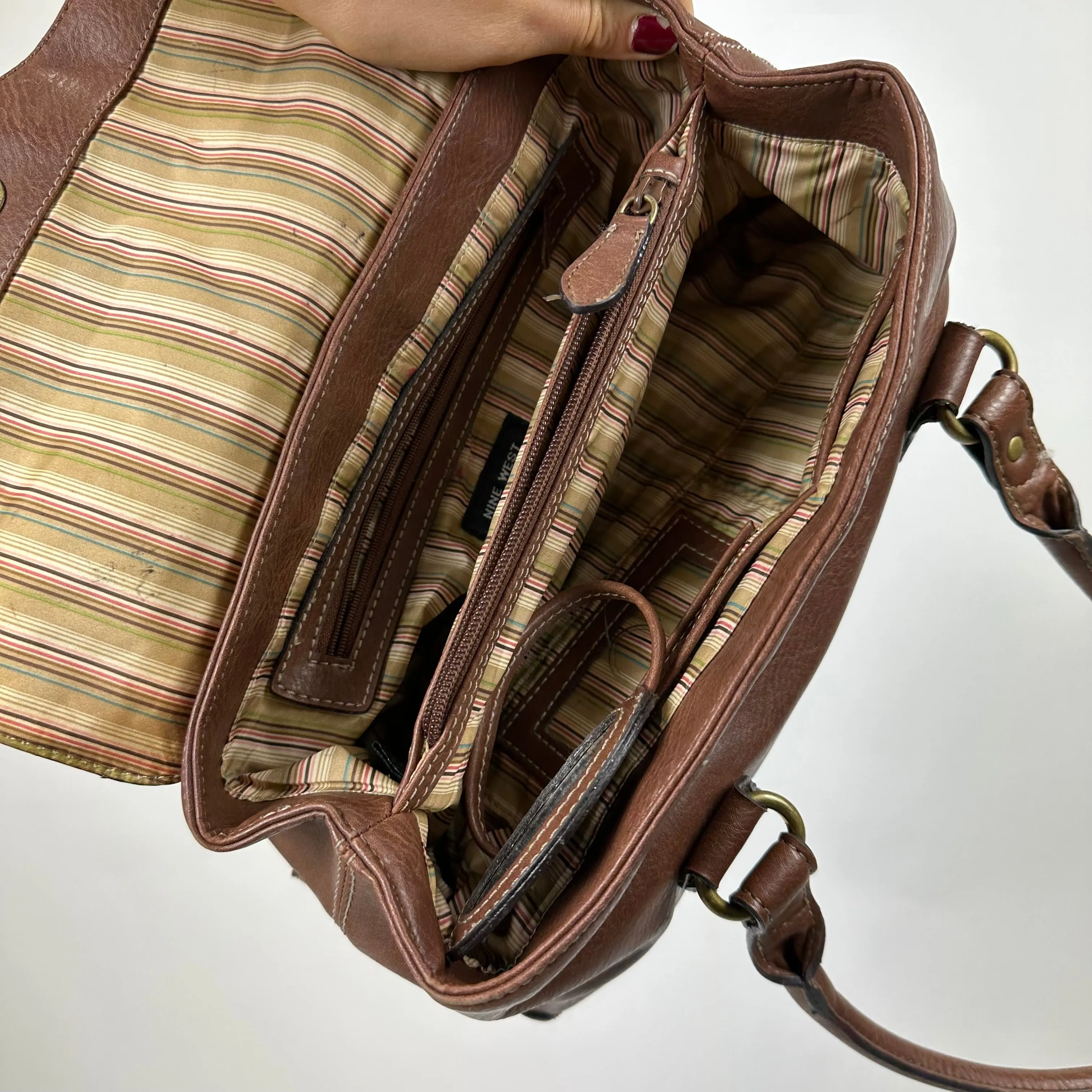 Vintage Latte Faux Leather Bag