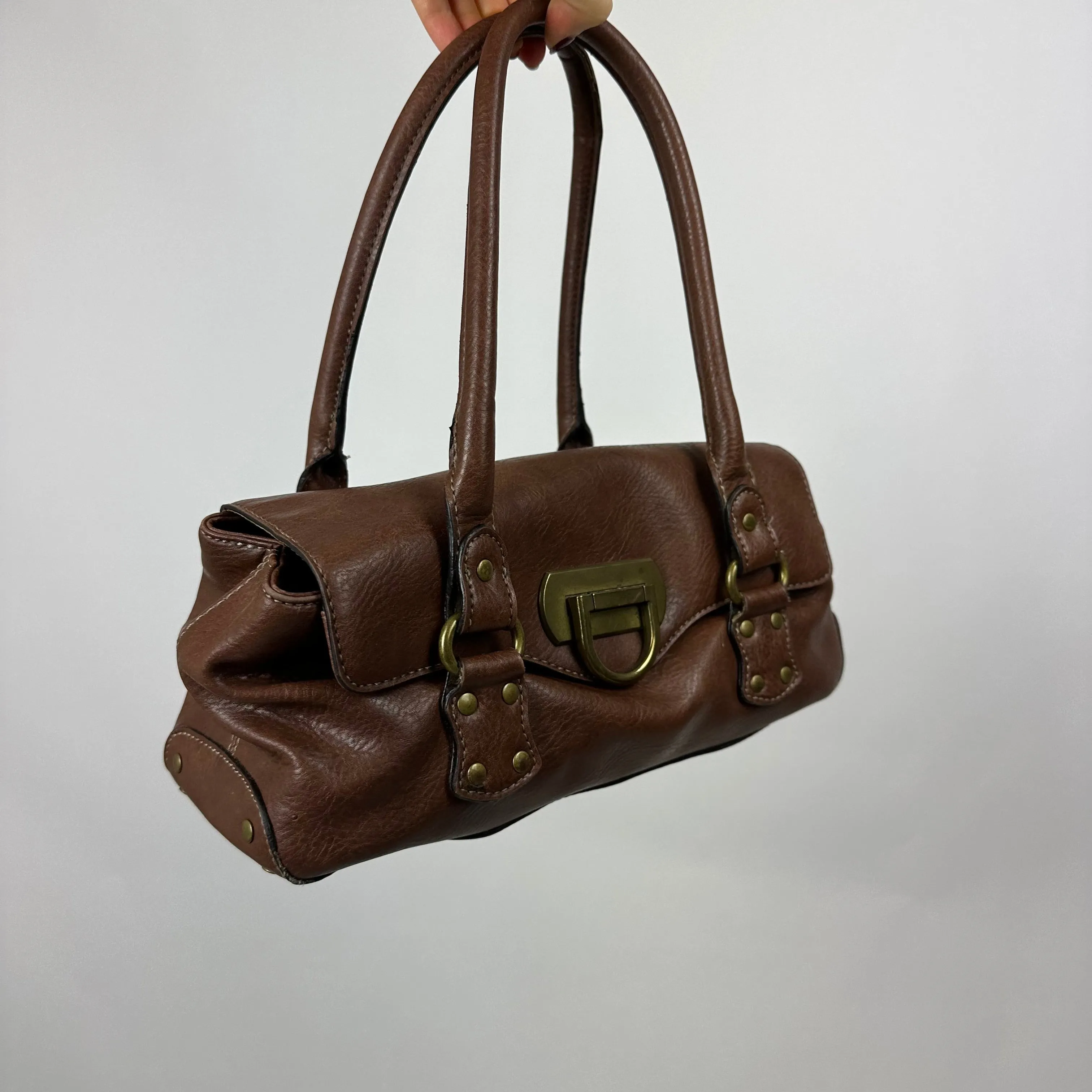 Vintage Latte Faux Leather Bag