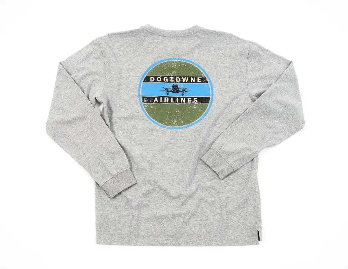 Vintage LS Cotton Tee- Grey Dogtowne Airlines