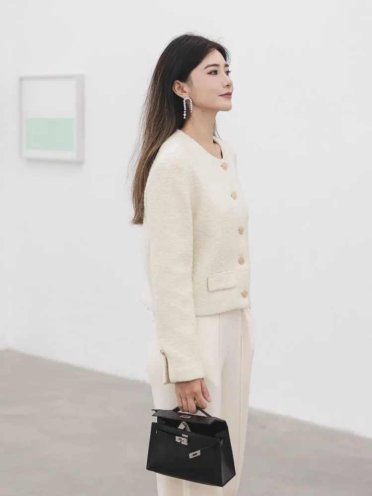 YAYING Parisian-style Bouclé Cropped Jacket